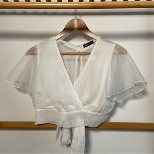White Sheer Wrap Top